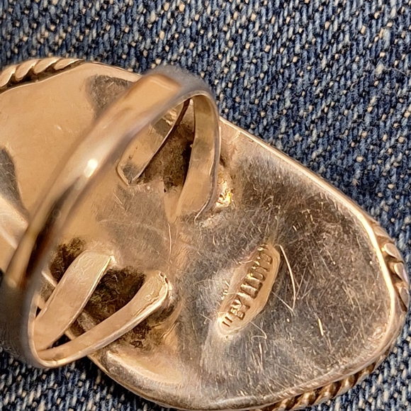 Vintage: Large bright blue turquoise sterling silver statement ring - Picture 8 of 9